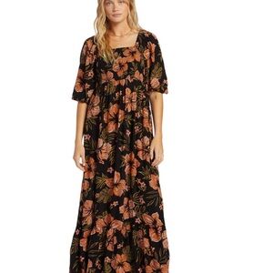 Billabong Floral Black and Orange Maxi Dress